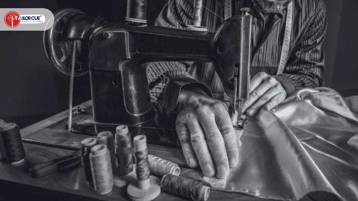 zoom shot of stitching process and a hand 